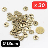30 Pieces Gold Nylon Metalized 2 Holes Button size 13mm #KM2500320 - ACCESSOIRES LEDUC BV